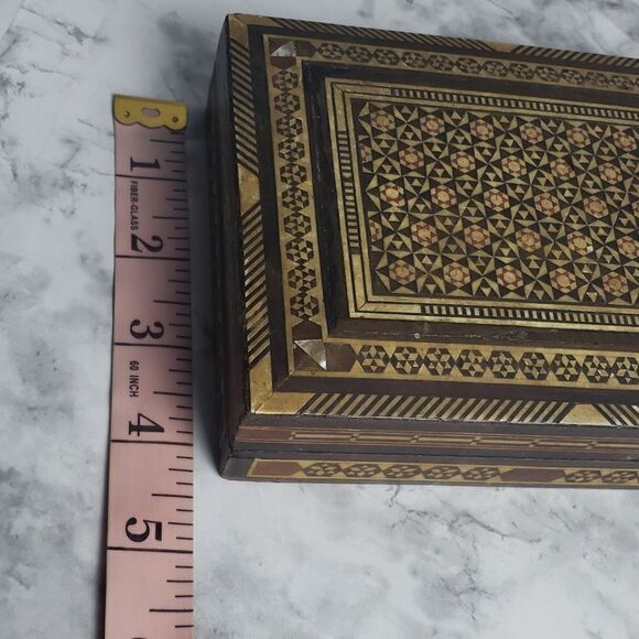 Vintage Middle Eastern Inlay Mosaic Wooden Box - Picture 7 of 12